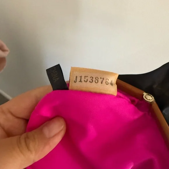 Dooney & Bourke Kisslock Nylon Black and Brown Clasp Coin Purse Purple Trim - Picture 7 of 9